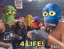 a group of wrestlers are standing in a ring with the words 4 life rayc on the bottom