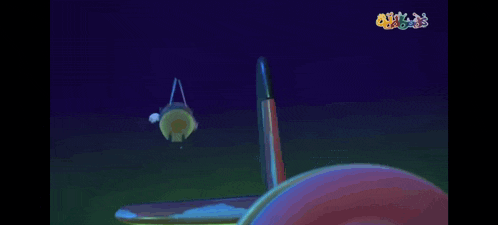 a cartoon character dressed as a bee with wings is flying through the air .