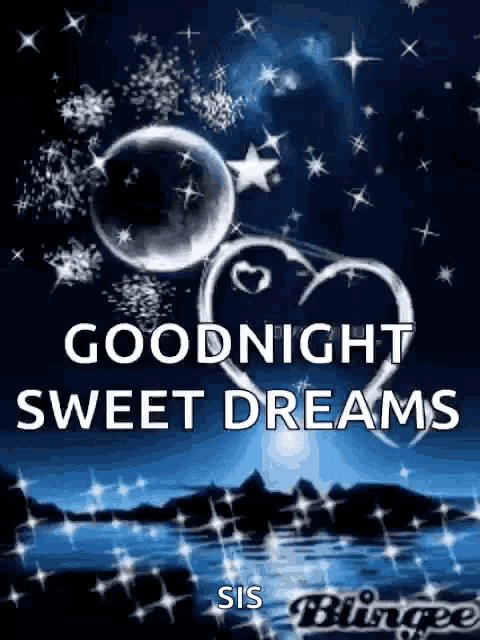 a goodnight sweet dreams greeting card with a heart and stars