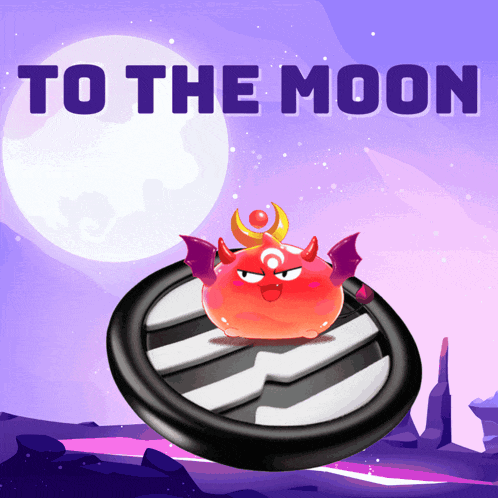 a poster that says to the moon with a red monster