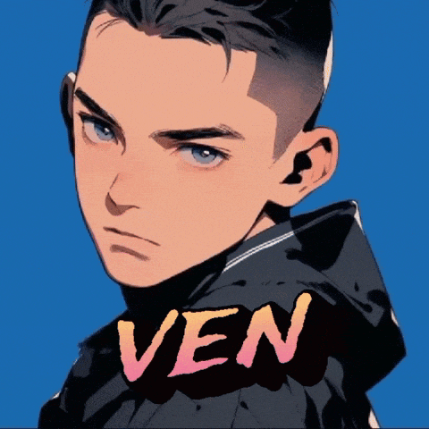 a drawing of a boy with the word ven written on it