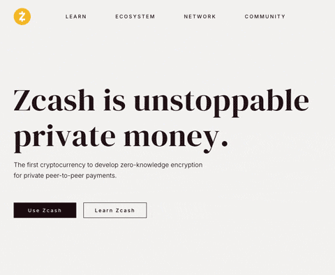 zcash has low fees with strong privacy on their website