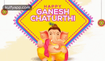 a happy ganesh chaturthi greeting card with a picture of ganesha