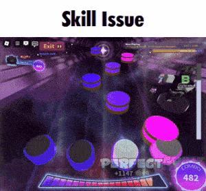 a screenshot of a video game with the words skill issue below it