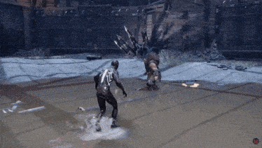 a video game shows a man in a wet suit with the number 77 on his back