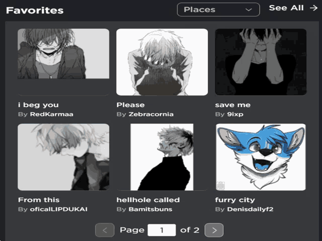 a screenshot of a website that says favorites on the top
