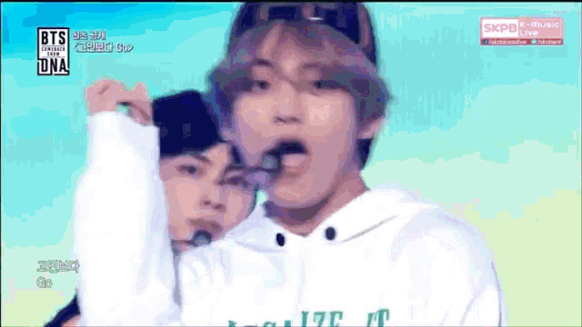 a cartoon drawing of a man with the word bts on it