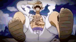 a cartoon character is sitting on the ground with his legs crossed and laughing with his mouth open .