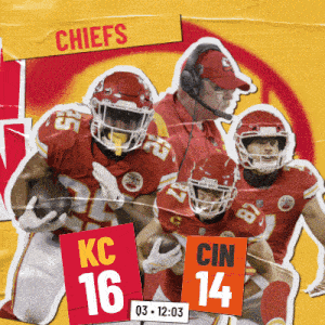 a poster for the chiefs football team shows a collage of players and coaches