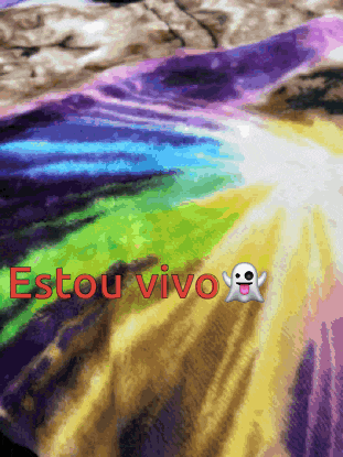 a rainbow colored blanket with the words estou vivo written on it
