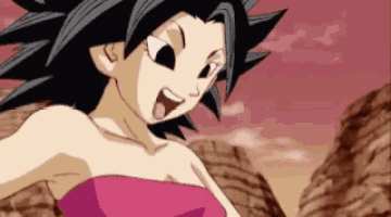 caulifla from dragon ball z is a female anime character with a pink top .