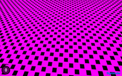a purple background with black squares and a button that says 0