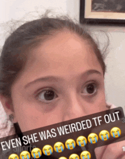 a girl with a caption that says " even she was weirded tf out " is crying