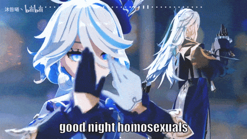 a cartoon character says good night homosexuals in front of two other characters