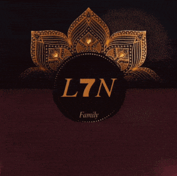 a logo for the l7n family with a lightning strike in the background