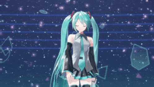 hatsune miku is a female anime character with long green hair and a red heart on her chest .