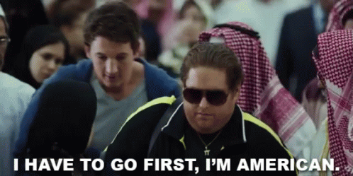 I Have To Go First, I'M America. GIF - War Dogs War Dogs Movie American GIFs
