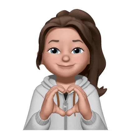 a cartoon girl is making a heart shape with her hands on a white background .