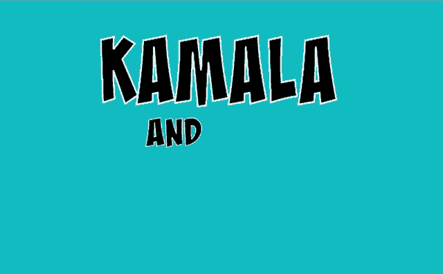 a blue background with the words kamala fam in black letters