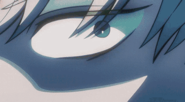 a close up of a person 's eye with a white pupil