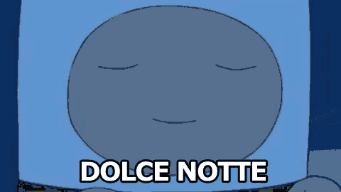 a cartoon of a person sleeping with the words dolce notte in the corner