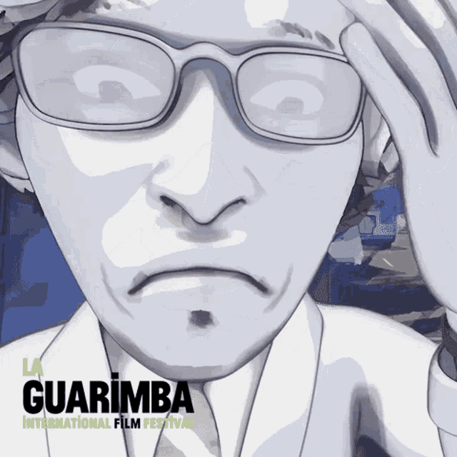 a poster for the guarimba international film festival shows a man holding his head