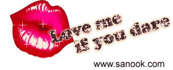a picture of a woman 's lips with the words " love me if you dare "