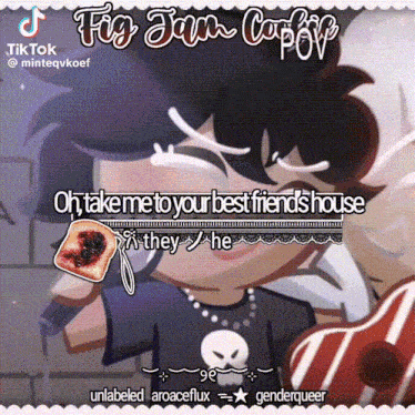 a cartoon of a boy with a skull on his shirt says oh take me to your best friends house