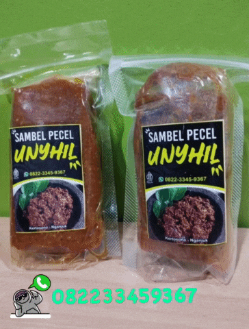 two bags of sambel pecel unyhil sitting on a table