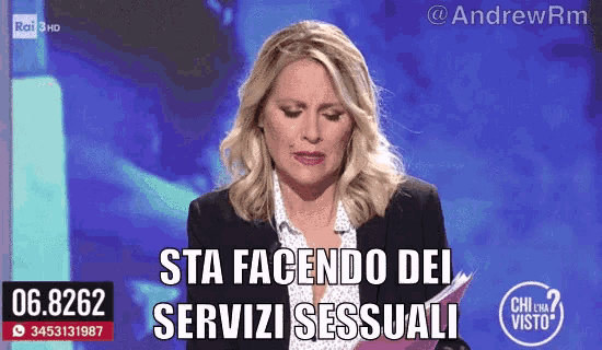 a woman on a tv show is talking about servizi sessuali