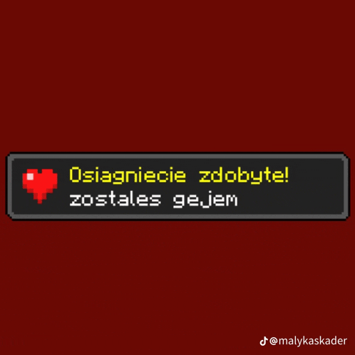 a pixel art of a heart and the words osiagniecie zdobyte
