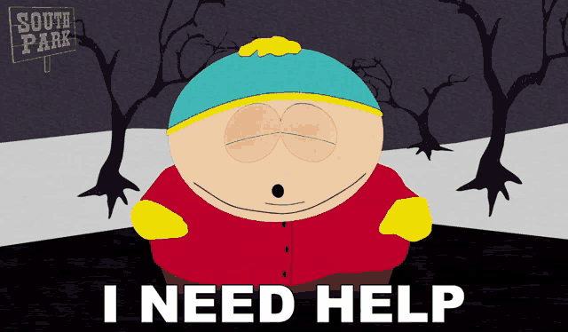 a cartoon character with a sign that says south park on it