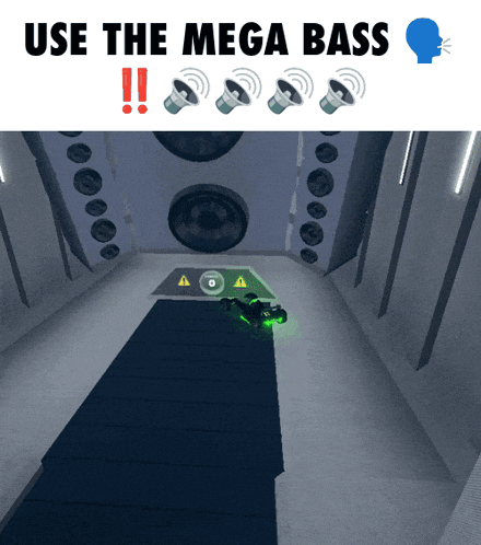 a poster that says use the mega bass with a picture of a room