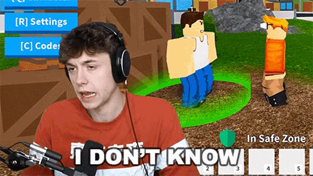 a man wearing headphones is playing a video game and says i don t know
