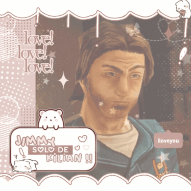 a picture of a man with the words love love love behind him