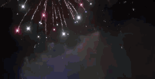 a happy birthday greeting with fireworks in the background