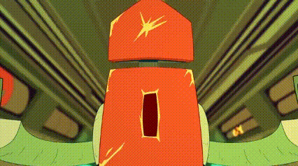 a cartoon illustration of a rocket with a hole in the middle .