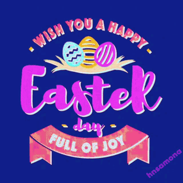 a red background with the words wish you a happy easter day full of joy