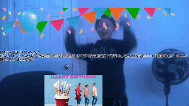 a birthday card for jessica with a cupcake with candles