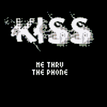 a blue background with the words kiss me thru the phone