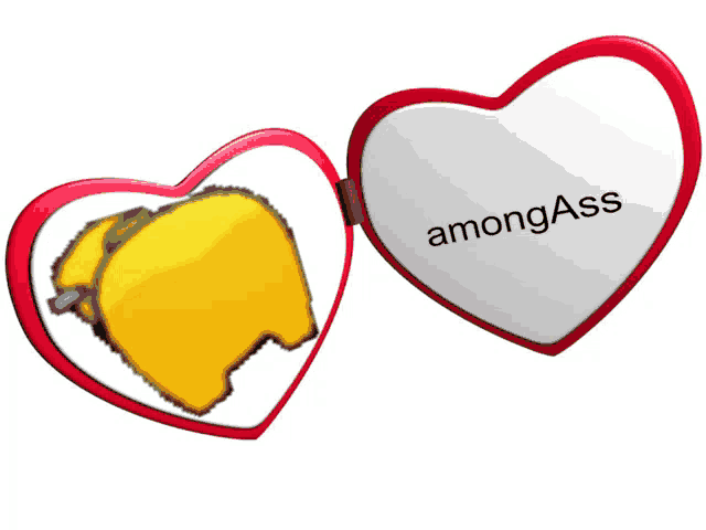 amongass is written on a heart shaped item