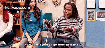 a group of people are sitting in chairs talking about how does a person go from an a to a d.