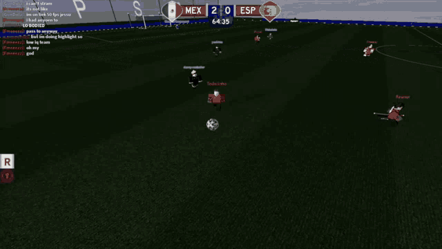 a soccer game is being played and the score is 2 to 0