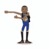 a cartoon drawing of a basketball player wearing a golden state warriors jersey .