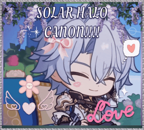 a picture of a boy with the words solar halo canon
