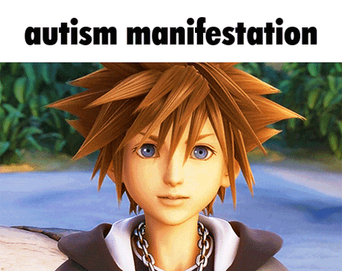 a cartoon character with the words " autism manifestation " above him