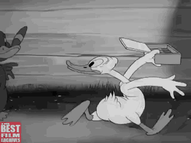 a black and white cartoon of a duck with the best film archives written on the bottom right