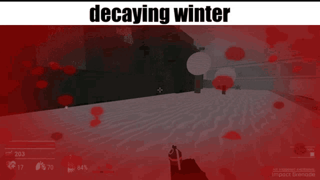 a screenshot of a video game with the words decaying winter