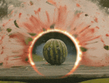 a watermelon is surrounded by a red ring of fire