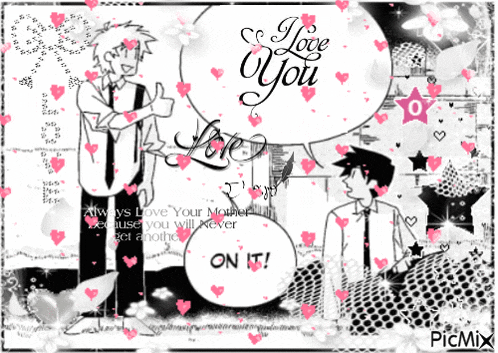 a black and white picture with hearts and the words i love you on it